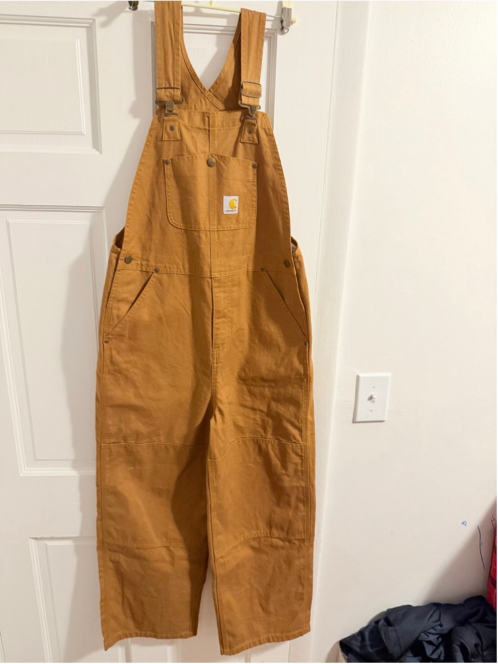 Carhartt Boys Size 14 Brown Canvas Bib Overalls Double Knee Workwear - Picture 2 of 8